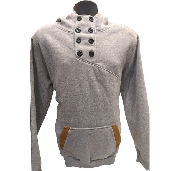 SPOP Hoodie Sweatshirt Womens XXL Pullover Buttons Gray Brown Athleisure Urban - Picture 10 of 16